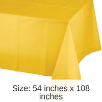 12/Case Bulk School Bus Yellow Plastic Table Covers 54 inch x 108 inch