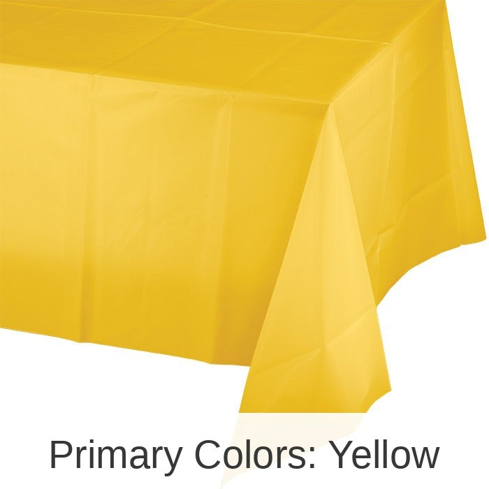 12/Case Bulk School Bus Yellow Plastic Table Covers 54 inch x 108 inch