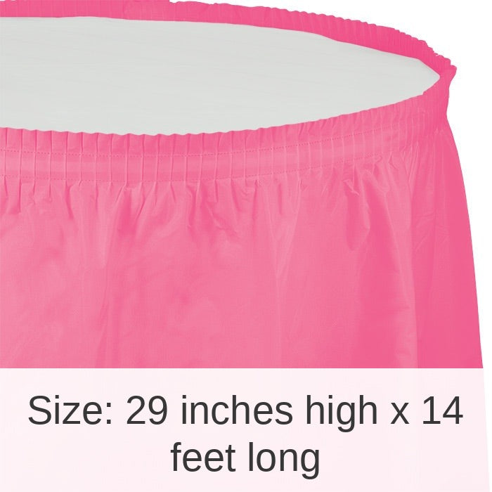 6/Case Bulk Candy Pink Plastic Tableskirt 29 inch x 14 ft