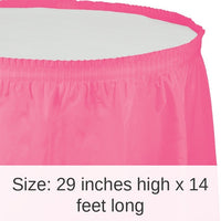 6/Case Bulk Candy Pink Plastic Tableskirt 29 inch x 14 ft