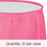 6/Case Bulk Candy Pink Plastic Tableskirt 29 inch x 14 ft