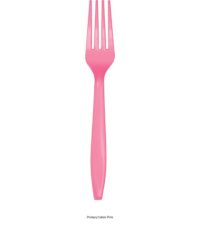 288/Case Bulk Candy Pink Plastic Forks