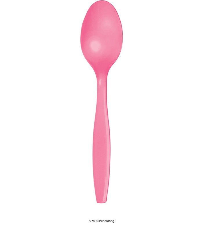 288/Case Bulk Candy Pink Plastic Spoons