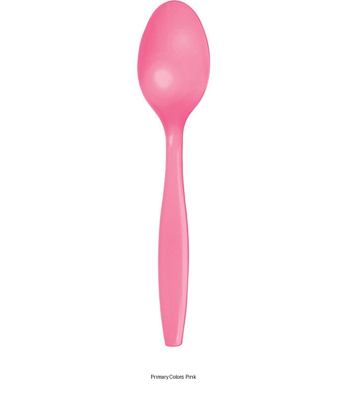 288/Case Bulk Candy Pink Plastic Spoons