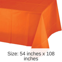 12/Case Bulk Sunkissed Orange Plastic Table Covers 54 inch x 108 inch