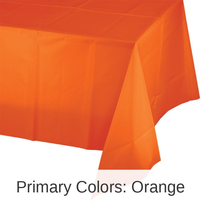 12/Case Bulk Sunkissed Orange Plastic Table Covers 54 inch x 108 inch