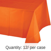 12/Case Bulk Sunkissed Orange Plastic Table Covers 54 inch x 108 inch