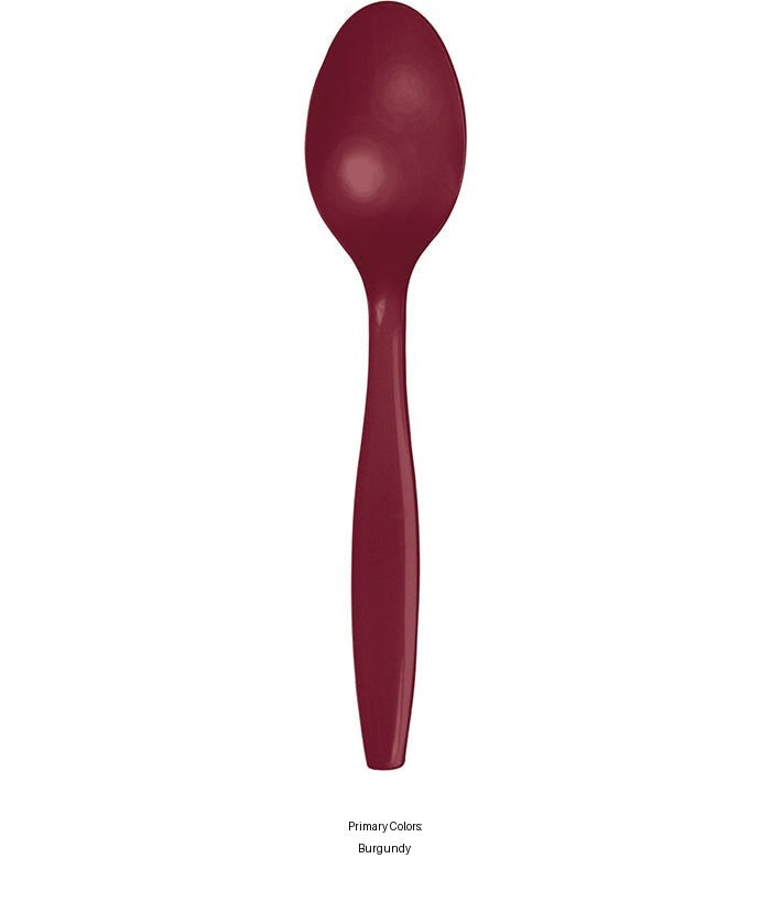 288/Case Bulk Burgundy Plastic Spoons