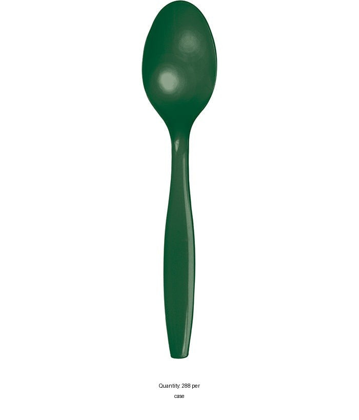 288/Case Bulk Hunter Green Plastic Spoons