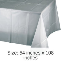 12/Case Bulk Shimmering Silver Plastic Table Covers 54 inch x 108 inch