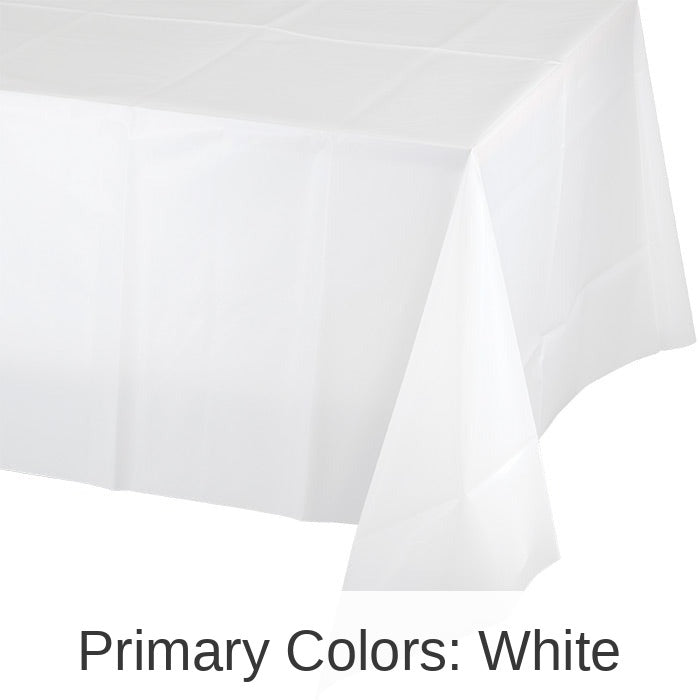 12/Case Bulk White Plastic Table Covers 54 inch x 108 inch