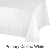 12/Case Bulk White Plastic Table Covers 54 inch x 108 inch