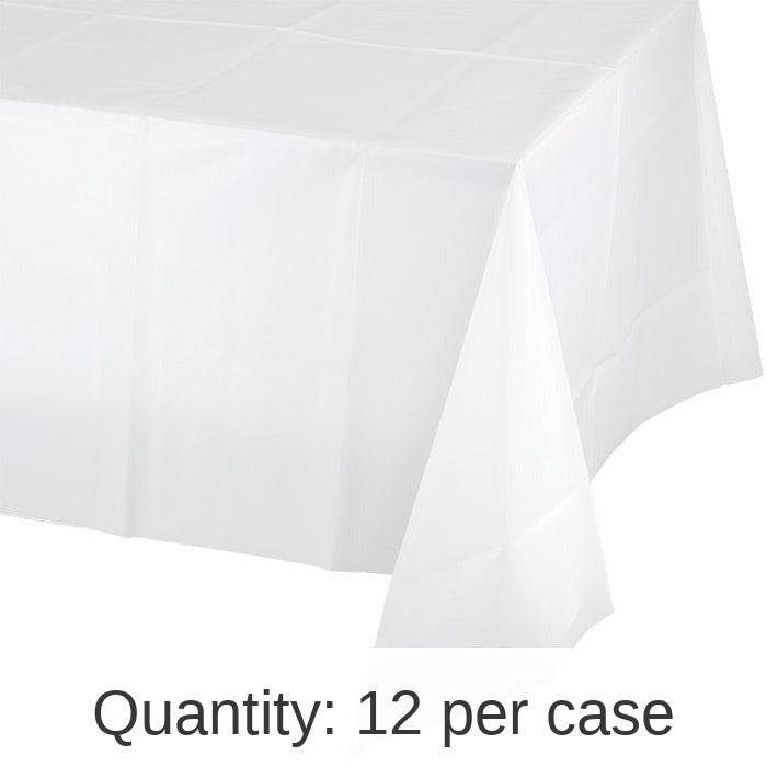 12/Case Bulk White Plastic Table Covers 54 inch x 108 inch