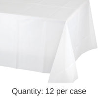 12/Case Bulk White Plastic Table Covers 54 inch x 108 inch