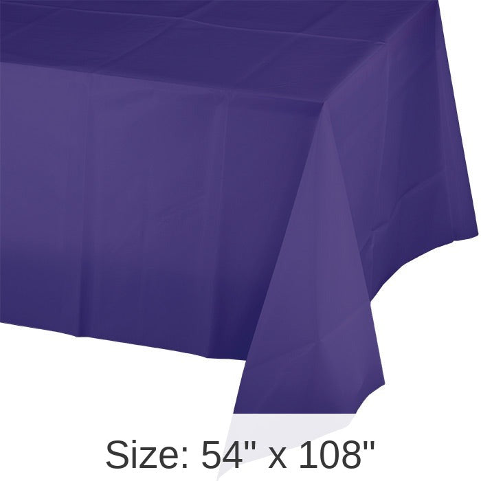 12/Case Bulk Purple Plastic Table Covers 54 inch x 108 inch