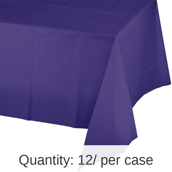 12/Case Bulk Purple Plastic Table Covers 54 inch x 108 inch