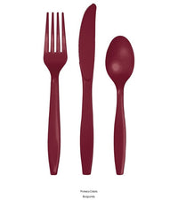 288/Case Bulk Burgundy Assorted Plastic Cutlery