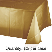 12/Case Bulk Glittering Gold Plastic Table Covers 54 inch x 108 inch