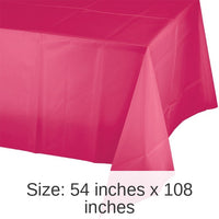 12/Case Bulk Hot Magenta Plastic Table Covers 54 inch x 108 inch