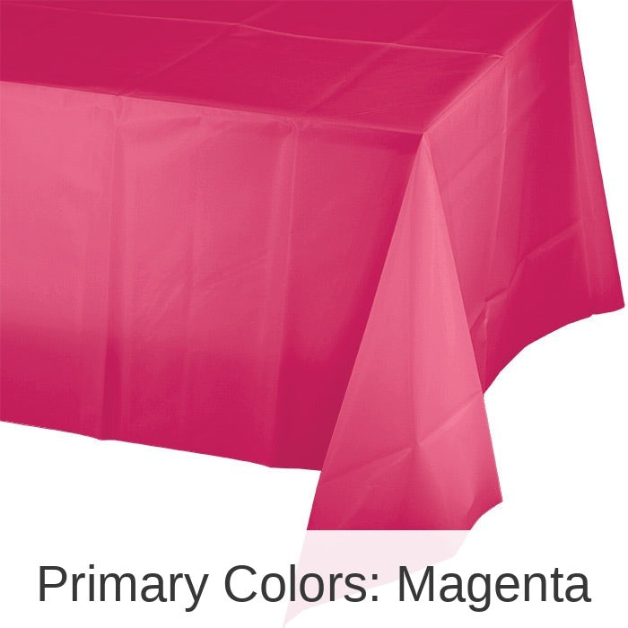 12/Case Bulk Hot Magenta Plastic Table Covers 54 inch x 108 inch