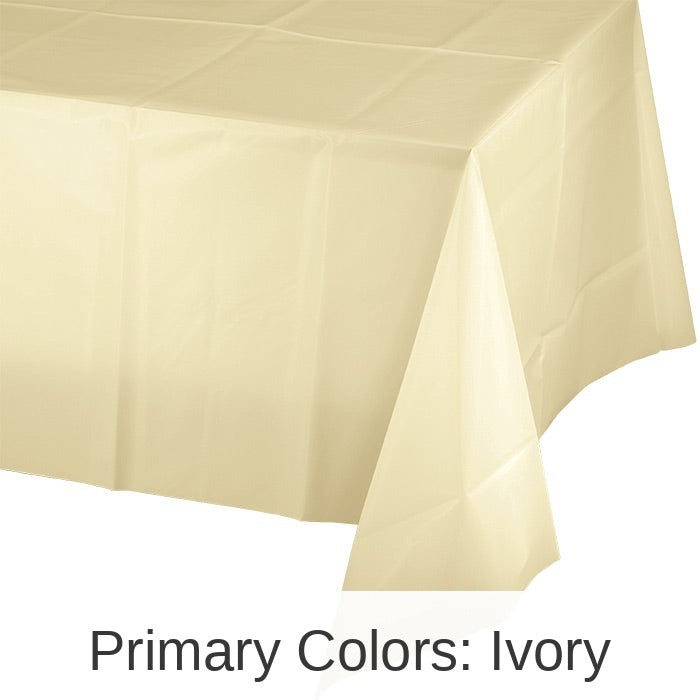 12/Case Bulk Ivory Plastic Table Covers 54 inch x 108 inch