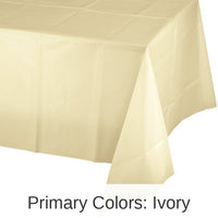 12/Case Bulk Ivory Plastic Table Covers 54 inch x 108 inch