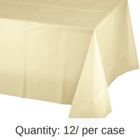12/Case Bulk Ivory Plastic Table Covers 54 inch x 108 inch