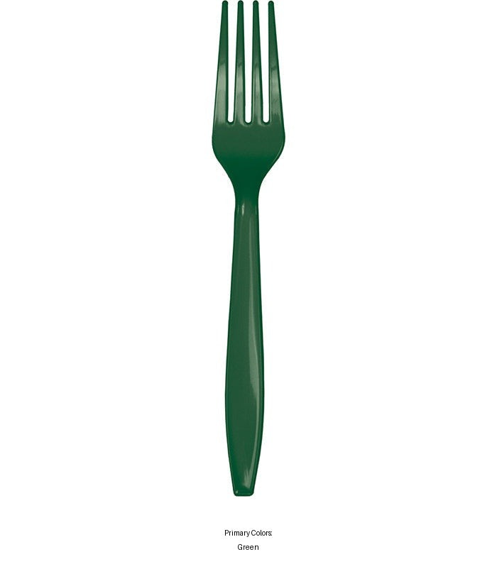 288/Case Bulk Hunter Green Plastic Forks