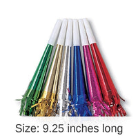 96/Case Bulk Assorted Foil Party Horns with Fringe