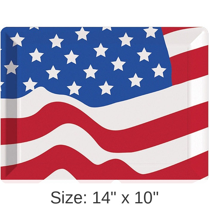 12/Case Bulk Patriotic Plastic Flag Tray