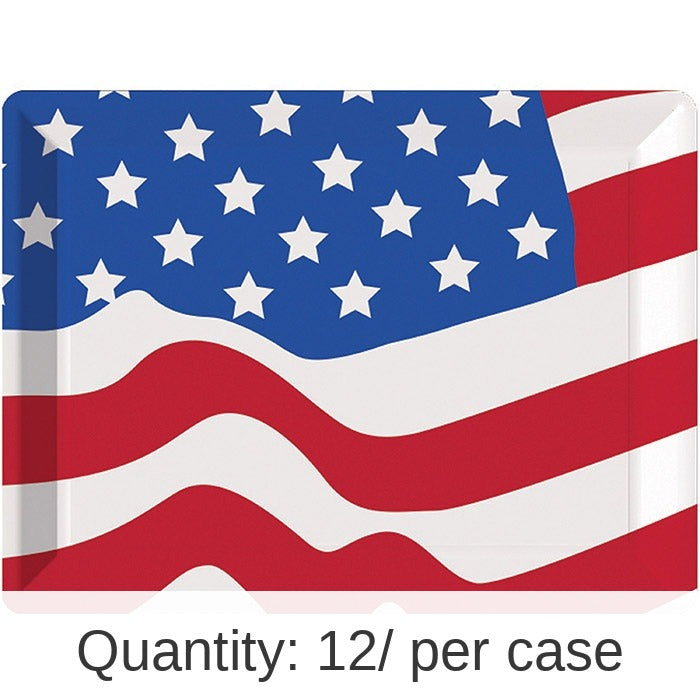 12/Case Bulk Patriotic Plastic Flag Tray