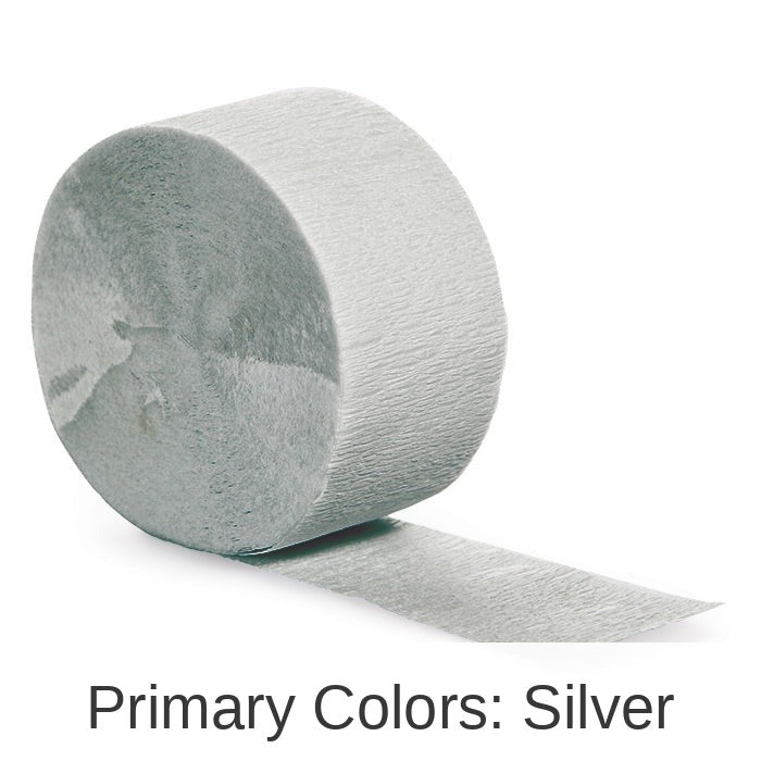 12/Case Bulk Shimmering Silver Crepe Streamer 81 ft