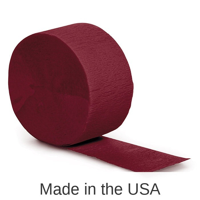 12/Case Bulk Burgundy Crepe Streamer 81 ft