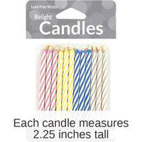 144/Case Bulk Striped Magic Relight Candles