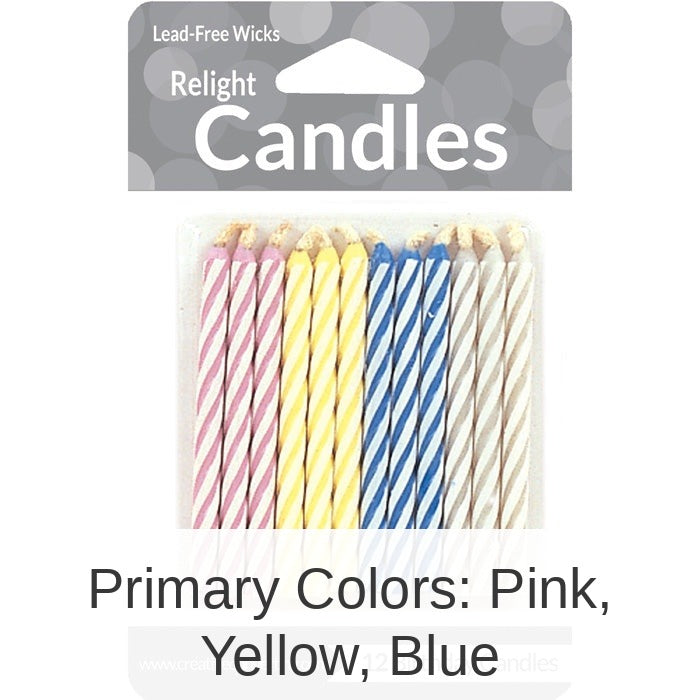 144/Case Bulk Striped Magic Relight Candles