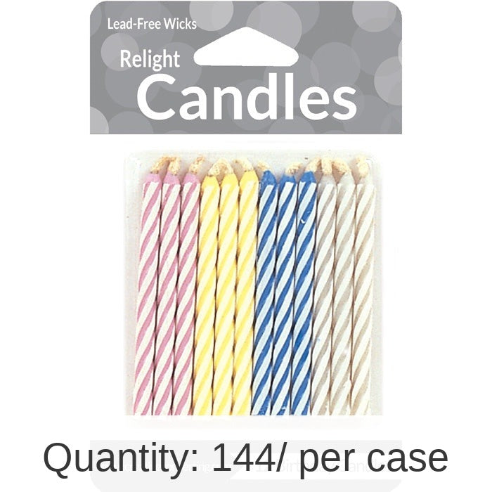 144/Case Bulk Striped Magic Relight Candles