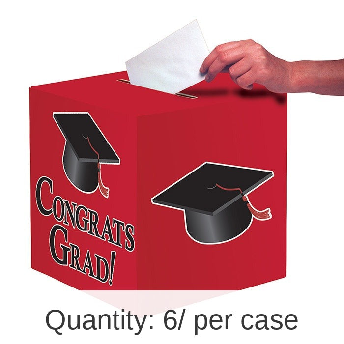 6/Case Bulk Graduation Card Boxes Red