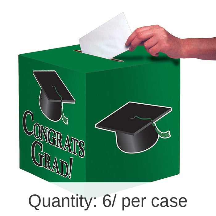 6/Case Bulk Graduation Card Boxes Green