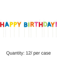 12/Case Bulk Happy Birthday Multicolor Pick Candles