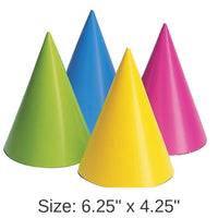 96/Case Bulk Neon Party Hats
