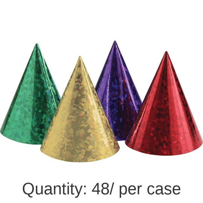 48/Case Bulk Assorted Prismatic Party Hats