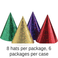48/Case Bulk Assorted Prismatic Party Hats