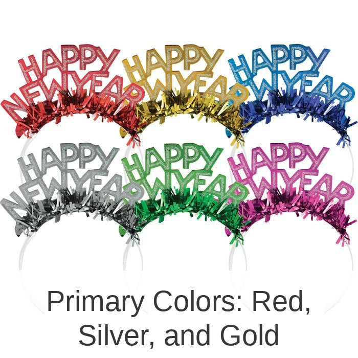 50/Case Bulk New Year's Foil & Glitter Tiaras