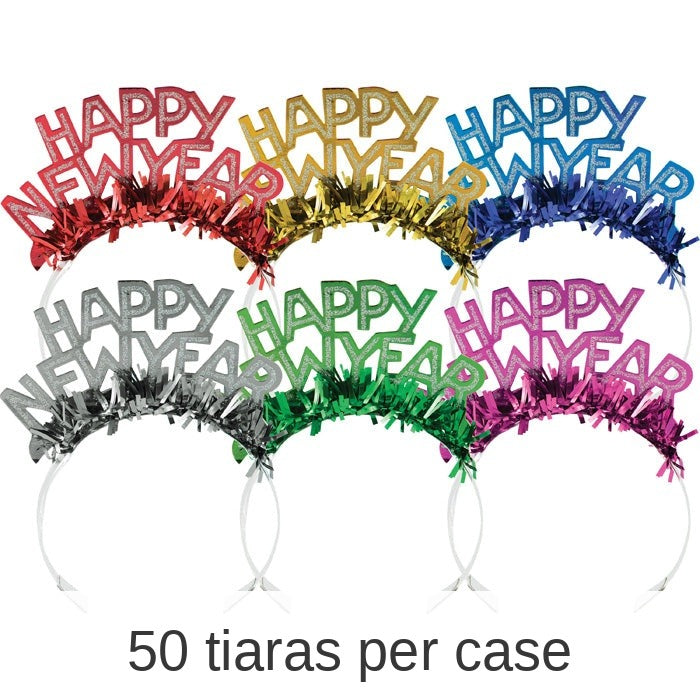 50/Case Bulk New Year's Foil & Glitter Tiaras