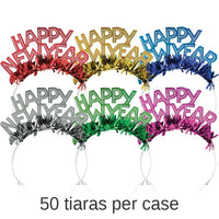 50/Case Bulk New Year's Foil & Glitter Tiaras