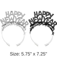 50/Case Bulk New Year's Eve Black and Silver Foil Glitter Tiaras