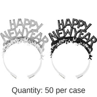 50/Case Bulk New Year's Eve Black and Silver Foil Glitter Tiaras