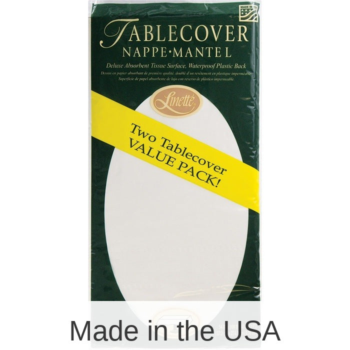 72/Case Bulk White Linette Paper Table Covers 54" x 108"