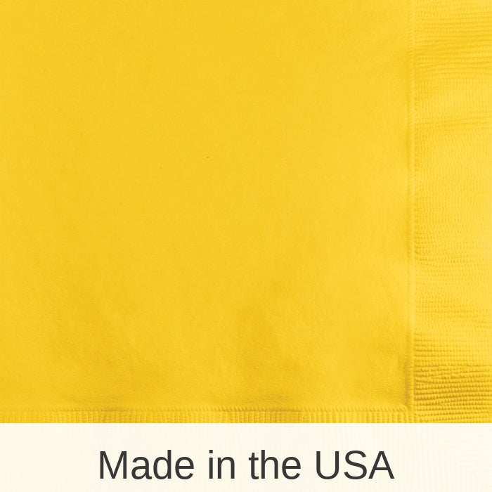 1200/Case Bulk School Bus Yellow 2 Ply Beverage Napkins