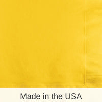 1200/Case Bulk School Bus Yellow 2 Ply Beverage Napkins